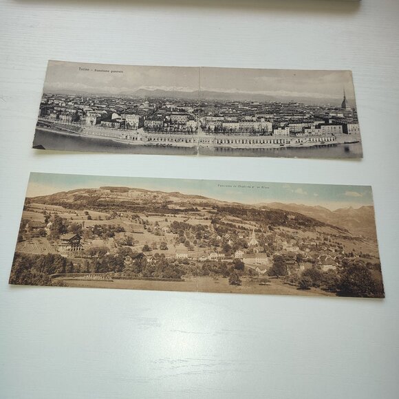 Rare Antique Panoramic Postcards Torino Italy Chexbres Switzerland Vintage - Picture 1 of 8